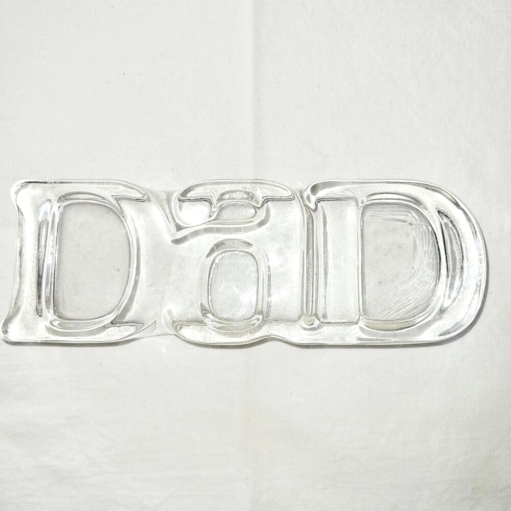 Avon 1982 Glass Dad Picture Frame Paperweight Fathers Day Gift No Box 6" Long
